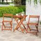 3-Piece Shorea Wood Outdoor Bistro Set with Folding Chairs & Teak Oil Finish Table
